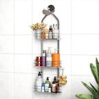 Shower Caddy Hanging (Silver), Adjustable Anti-Swing-Over The Shower Head Caddy, 3 Tier Height Bathroom Storage Organizer Bathroom Shelves Basket Rack Shower Caddies (3Tier) by Aquohola