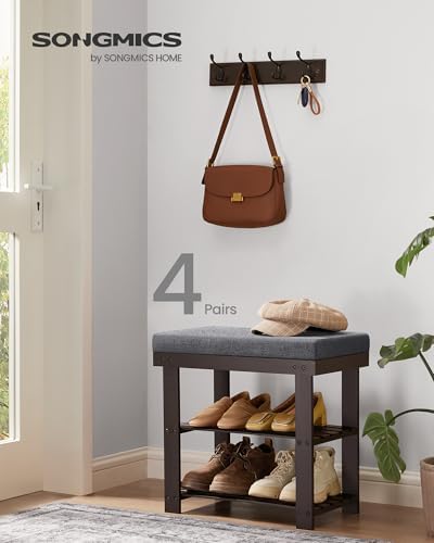 SONGMICS Bamboo Shoe Bench, 3-Tier Shoe Rack, 11.9 x 20.5 x 19.2 Inches - Image 3