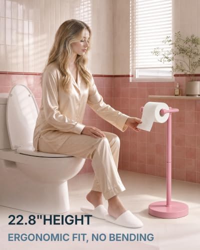 RARXTR Toilet Paper Holder Stand with Heavy Stable Base No Tipping Pink - Image 5