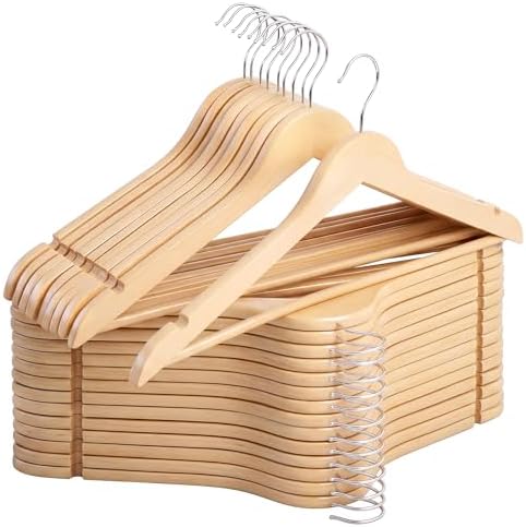 StorageWorks Wooden Coat Hangers, 30 Pack Wood Clothes Hanger for Closet by StorageWorks