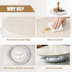 Engineered Marble Lazy Susan, 16” Lazy Susan for Table Top Detachable Turntable Organizer for Cabinet Pantry Kitchen Countertop Fridge Bathroom Makeup Vanity Countertop, Rigel Beige - Image 3