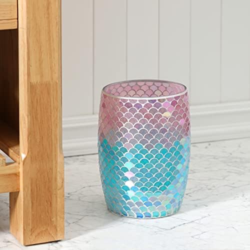 Bathroom Wastebasket - Glass Decorative Trash Can (Mermaid)… - Image 2