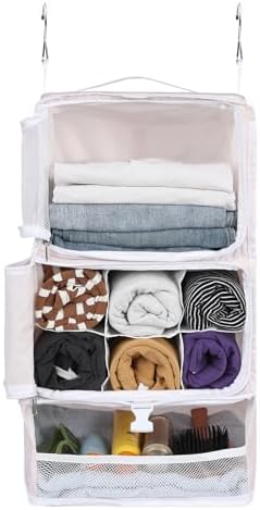 Surblue Hanging Shelves Travel Storage Bag Compression Packing Cube for Suitcase Collapsible with Extension Layer Large Capacity, Pink,XL by SURBLUE