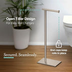 Gatco 1431SN Bathroom Toilet Paper Holder Stand, Freestanding Tissue Roll Holder, Weighted Base, Satin Nickel, 22.25 Inch, Modern Rectangle Base - Image 3