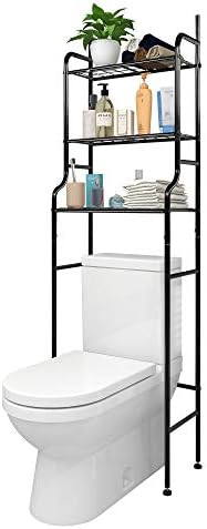 3-Shelf Bathroom Organizer Over Toilet, Space Saver Storage, Black - Image 4