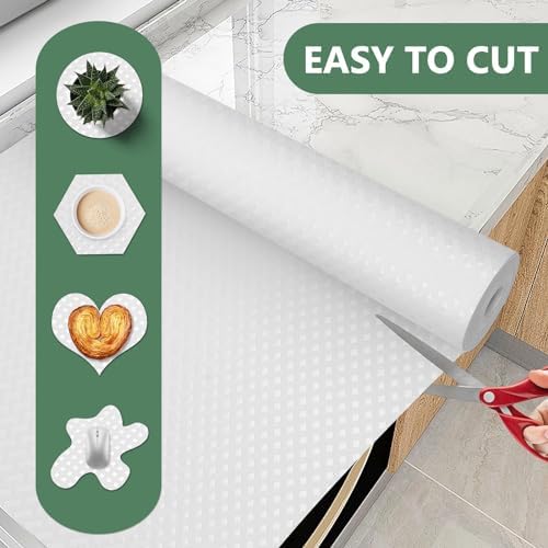 Shelf Liners, Non-Adhesive Drawer Liner, Waterproof & Oil-Proof Kitchen Cabinet Cupboard Liner Plastic EVA Material BPA Free Fridge Liner Mats Paper Protector for Shelves (White/16in x 240in) - Image 3
