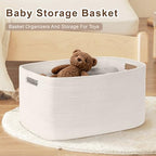 60L Woven Laundry Basket Hamper with Handles, White - Image 3