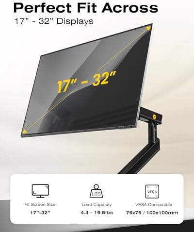 NB SmooVex™ Monitor Mount, Monitor Stand fits up to 32 Inch, Mechanical Spring Mount, VESA 75/100 mm, Model-A5(Black) - Image 4