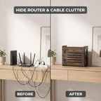 Router Box Hider, Router Shelf WiFi Box Hider, Wooden WiFi Storage Cabinet with Sliding Panel, Vented Back, Cable Management, Modem Cover, Cords & Power Strip, Wall Mount or Tabletop (Dark Oak) - Image 3