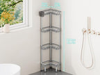 HapiRm Standing Shower Caddy Corner - 4 Tier Corner Shower Organizer with Toothbrush Holder and 16 Hooks, Large Capacity Rustproof Bathroom Shelves for Tall Bottles, Silver - Image 5