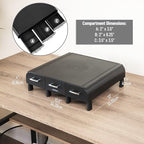 Mind Reader Monitor Stand, 3 Storage Drawers, Desktop Organizer, Riser, Office, 13.5"L x 13"W x 4"H, Set of 2, Black - Image 3
