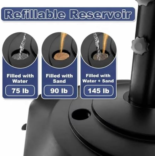 Patio Umbrella Base with 5 Wheels, Max 145lb Fillable Umbrella Stand - Image 4