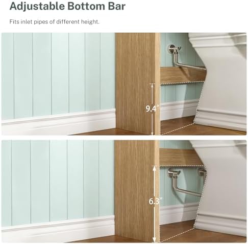 TEENFON Over The Toilet Storage Cabinet with 4 Open Shelves and Adjustable Shelf, Extra Tall Bathroom Organizer Unit with 2 Wood Doors, Home Space Saver for Bathroom, Laundry Room, Natural - Image 6