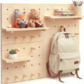 Gerrii 4 Pack Wood Pegboard Wall Organizer for Classroom 11.81 x 15.75 Inches Wooden Peg Board with Racks Hooks Modular Pegboard Organizer System for Teacher Supplies Student Work Display Office Craft by Gerrii