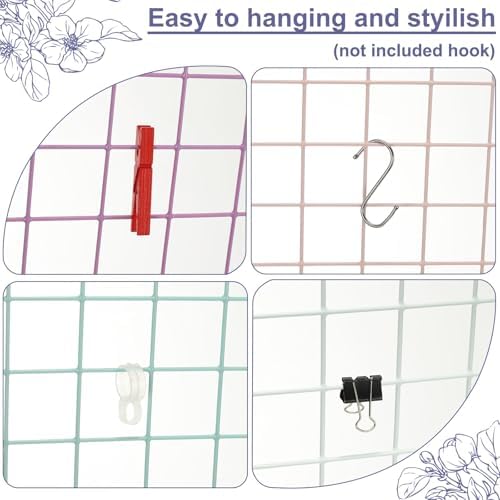 PATIKIL 12x12 in Wall Grid Panel, 6 Pack Wire Grid Panel Shelf Board Metal Gridwall Photo Pictures Display Hanging Organizer Mesh Frame Memo Board for Display DIY Craft Shows Home, Green - Image 6