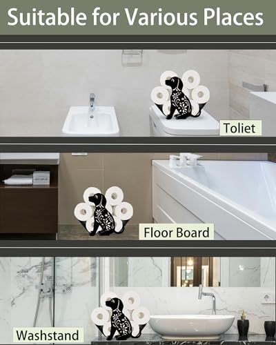 Funny Dog Toilet Tissue Holder,Animal Paper Holders,Decorative Metal Papers Holder,Funny Toilet Animal Storage for Bathrooms,Bathroom Paper Organizer for Extra 8 Rolls Free Standing Art Decor - Image 4