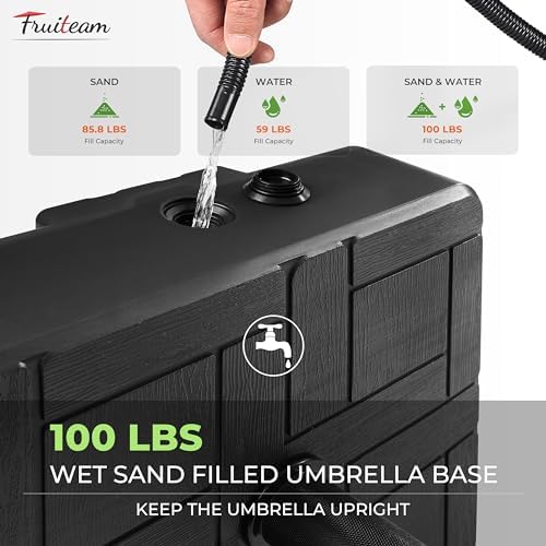 FRUITEAM Umbrella Base with Wheels, 100 LBS Heavy Duty Patio Umbrella Stand - Image 4