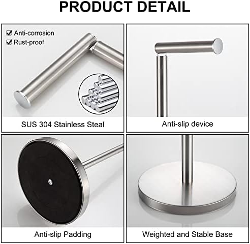 BGL Toilet Paper Holder Brushed Nickel 2 Pack Standing On Floor, Tissue Holder with Reserve Storage Paper Rolls, Free-Standing - Image 3