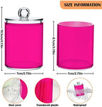SHJI Deep Pink Qtip Holder Organizer Dispenser Cotton Swabs Cans Plastic Jars with Lid Set 4 Pack Bathroom Storage Canister for Cotton Ball Floss Cotton Pads - Image 3