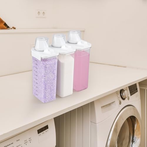 Sandmovie 3 Packs Laundry Detergent Dispenser, 78 Oz Clear Plastic Laundry Soap Containers with Scale - Image 6