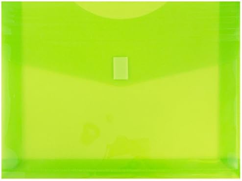 JAM PAPER Plastic Expansion Envelopes with Hook & Loop Closure - Letter Booklet - 9 3/4 x 13 with 2 Inch Expansion - Lime Green - 12/Pack by JAMPaper