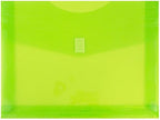 JAM PAPER Plastic Expansion Envelopes with Hook & Loop Closure - Letter Booklet - 9 3/4 x 13 with 2 Inch Expansion - Lime Green - 12/Pack by JAMPaper
