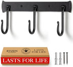 RTZEN Classic Farmhouse Wall Mount Multi-Use Wrought Iron Hook Set (3 Pack) by RTZEN