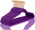 MIZGI Velvet Hangers 50 Pack Non Slip Heavy Duty Dark Purple Rose Gold Hook by MIZGI
