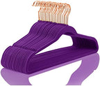 MIZGI Velvet Hangers 50 Pack Non Slip Heavy Duty Dark Purple Rose Gold Hook by MIZGI