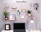 Multifunction Electroplated Bling Metal Mesh Grid Panel, Wall Photo Artwork Display and Organizer for College Dorm Living Room, Pack of 1 Pcs, 23.6" x 23.6", Rose Gold - Image 4