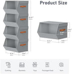 Stackable Closet Organizers and Storage Bins, Open Front Closet Shelf Organizer System With Steel Frame, Clothes Storage Basket Fabric, Collapsible Closet Drawers for Wardrobe, Nursery ,Toy, 4 Pack - Image 6