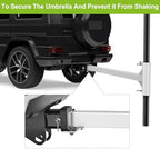 Dolibest Hitch Mount Umbrella Holder for Cars, SUVs & Trucks - Rust-Proof Portable Outdoor Umbrella Stand for Road Trips, Tailgating, Beach & Camping - Fits 1" to 2" Umbrella Poles- White - Image 3