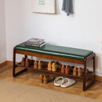 Solid Wood Shoe Rack Bench with Flip-Top Storage, Green, 39.4'' - Image 2