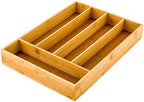 Restaurantware-13 x 10 x 1.9 Inch Silverware Tray, 1 Durable Cutlery Tray - 5 Compartments, Shatterproof, Natural Bamboo Utensil Tray, Chip-Resistant, For Knives, Forks, And Spoons - Image 2