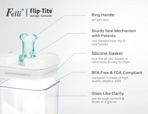 Felli Flip Tite Pet Food Container with Airtight Lids, BPA FREE Acrylic Canister with Paw Bone Fish Flip Top Handles for Cat Dog Kibble Treats Storage, Keep Fresh (Pet Collection Nest-L3pk) - Image 5