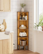 Corner Shelf Stand, 5 Tier Corner Bookshelf,Corner Furniture for Bedroom Display Corner Shelf for Small Space,Wood Shelves with Storage Rack for Living Room,Office,Walnut - Image 6
