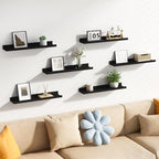 upsimples Floating Shelves for Wall Decor and Storage, Black, 6Pcs 23.6'' - Image 2