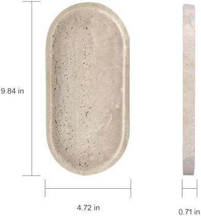 OOBOOB Oval Natural Marble Bathroom Tray for Decor Countertop, Marble Vanity Tray for Candles Perfume, Jewelry, Cosmetics, Elegant Vanity Organizer for Jewelry, Perfume - Image 5