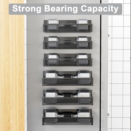 Aufworld Magnetic Spice Rack for Refrigerator, 6 Pack Magnetic Shelf, Fridge Magnet Organizer with Moveable 12 Hooks, Magnetic Fridge Shelf for Kitchen Organization and Storage (6 Pack) - Image 4