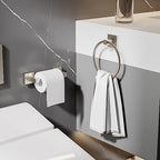 RUACQ Brushed Nickel Toilet Paper Holder & Towel Ring, Bathroom Accessories - Image 3
