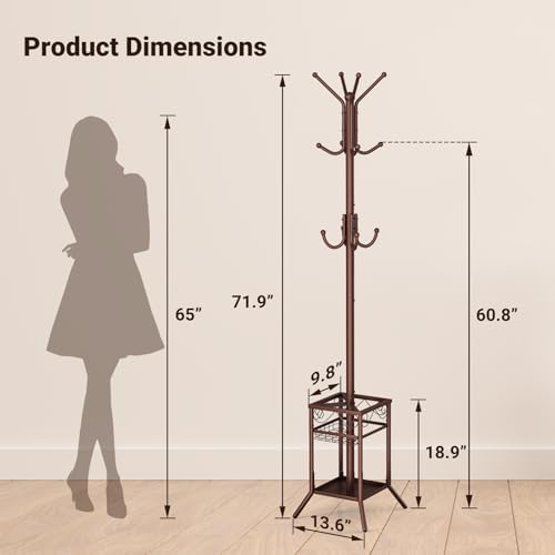 ELYKEN Coat Rack Freestanding, Metal Coat Rack with Umbrella Holder - Image 3