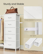 SONGMICS Dresser with Hanging Rod, 5 Fabric Drawers, Bottom Shelf - Image 6