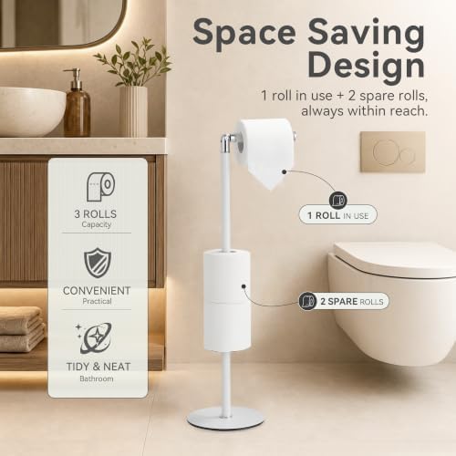 Black 3-Roll Tissue Holder, Weighted Base, Swivel Arm & Tray White - Image 6