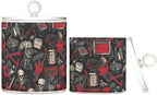 2 Pack Qtip Holder Dispenser with Lids, Rock and Roll Guitar Skull Plastic Storage Containers, Bathroom Canisters Organizer for Cotton Ball, Cotton Swab, Cotton Round Pads, Floss 21214838 by Unknown