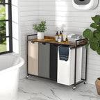 Herture Laundry Hamper with Shelf, Laundry Basket 4 Section, Laundry Sorter with Pull-Out Removable Large 4 Color Bags and Movable Wheels, Metal Frame, 4 x 15.87 Gallons (60L), Rustic Brown PF07XLN - Image 5