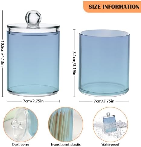 4 Pack Qtip Holder Dispenser with Lids,Blue Gradient 3 Storage Containers,Bathroom Canisters Organizer for Cotton Ball,Cotton Swab,Cotton Round Pads,Floss 21214681 - Image 2