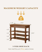 IUNVR Shoe Rack Bench Seat Rubberwood 3-Tier Wooden Storage Bench 550lbs Compact Mid-Century Modern Design for Entryway, Hallway, Closet, Front Door Entrance, Foyer - Image 2