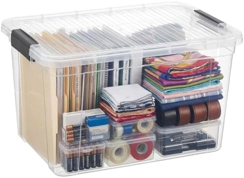 Superio 26.5 Quart Clear Plastic Storage Boxes with Lids, Stackable Organizer Containers, BPA-Free Storage Bins for Home, Office, School & Dorm, 1 Pack by Superio