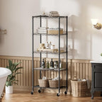 SINGAYE 5 Shelves Storage Wire Shelf Closet Metal Shelving Pantry Wheels - Image 2