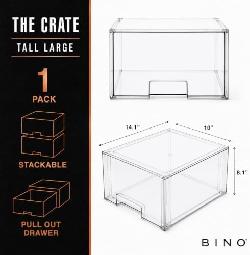 BINO | Stackable Storage Drawers, Tall Large - Clear | THE CRATE COLLECTION | Storage Bins With Drawers | Bathroom Organizers | Under Sink Organizer | Vanity Cabinet Home Organization - Image 2